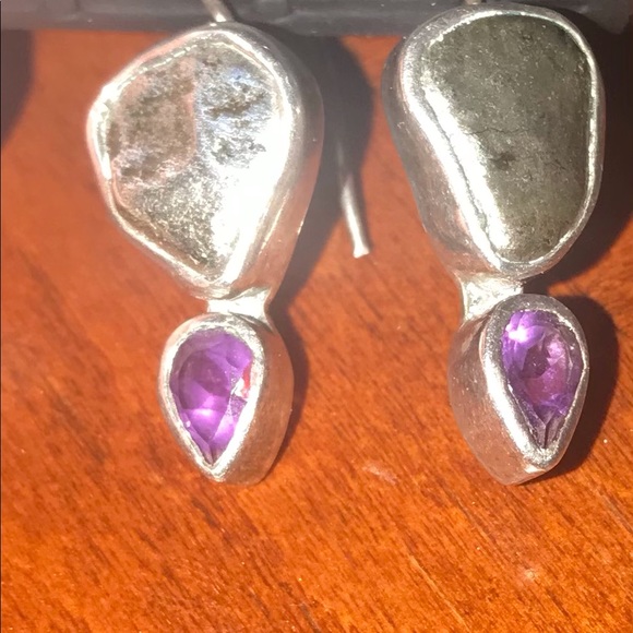 Sterling silver and amethyst earrings - Picture 1 of 3